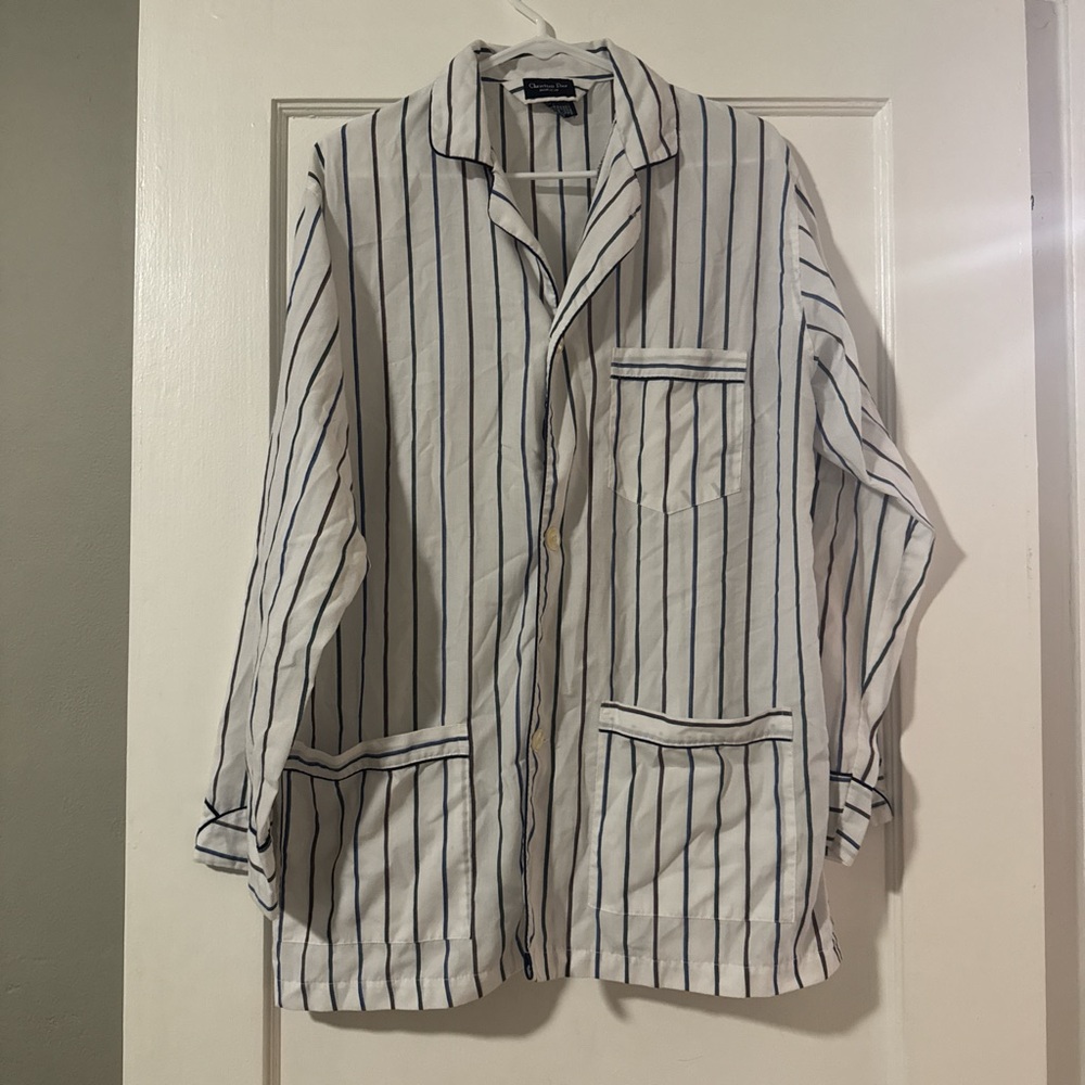 Vintage Christian Dior Monsieur Striped Pajama Top - Size Medium
